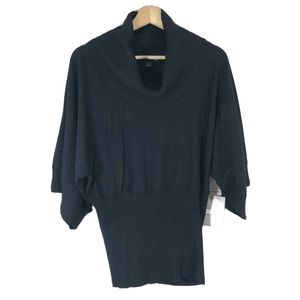 NWT Cable & Gauge Cowl Neck Sweater Top Half Sleeves Pullover Black Sz XL